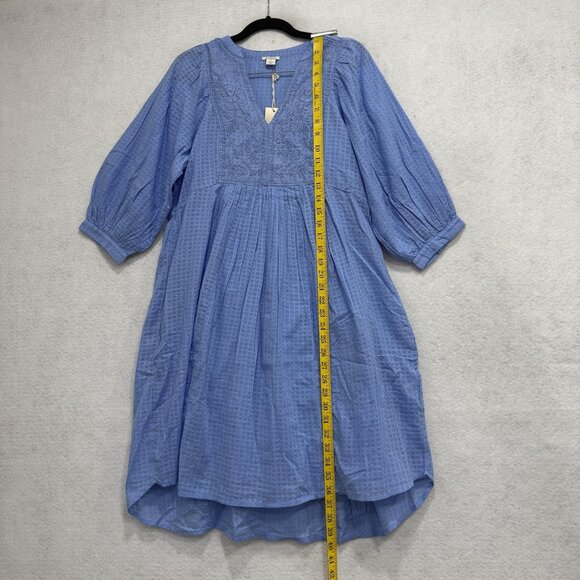 Sundance Dress Womens Small Blue Embroidered Boho Peasant Midi V-Neck Pockets - Picture 2 of 9